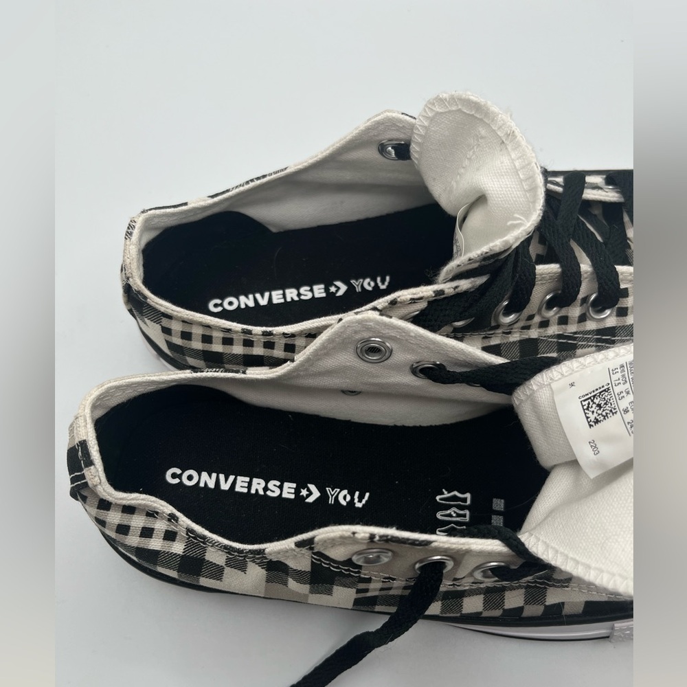 Converse Unisex All - Star  Black -White Checkered  Sneakers Size M 5.5. W 7.5 - Picture 6 of 9